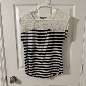 NY Collection Black and White Short Sleeve Tee